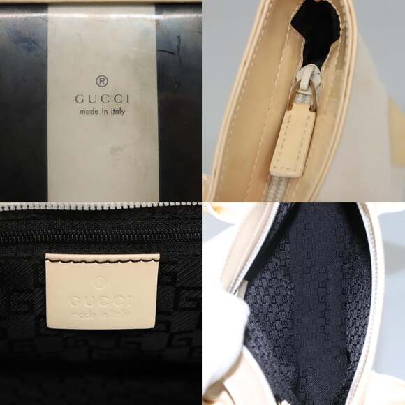 GUCCI Sherry Line Hand Bag Canvas White Black - Picture 11 of 12